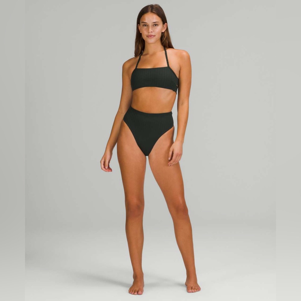 LULU LEMON Halter Cross back Swim Top and High Waist Extra Skimpy Swim Bottom